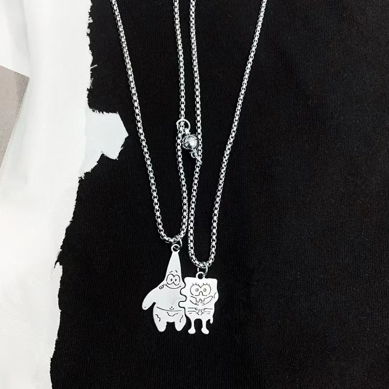 丨 Best Friends SpongeBob Love Couple Pendant Necklaces