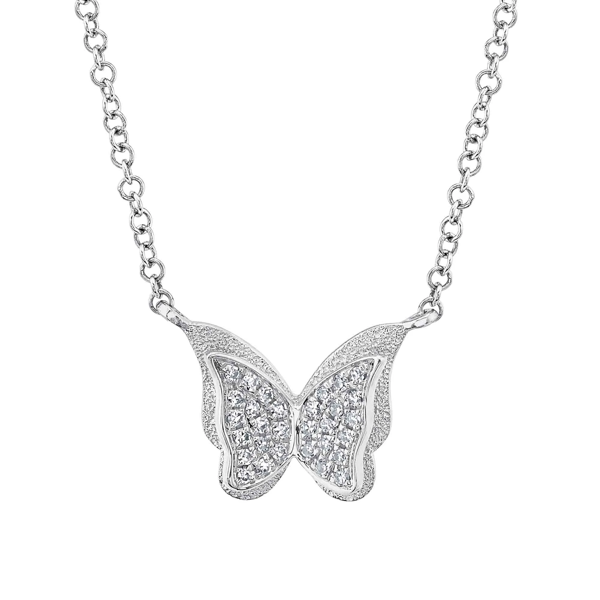 0.06 Ct 14K White Gold Diamond Butterfly Necklace SC55021951