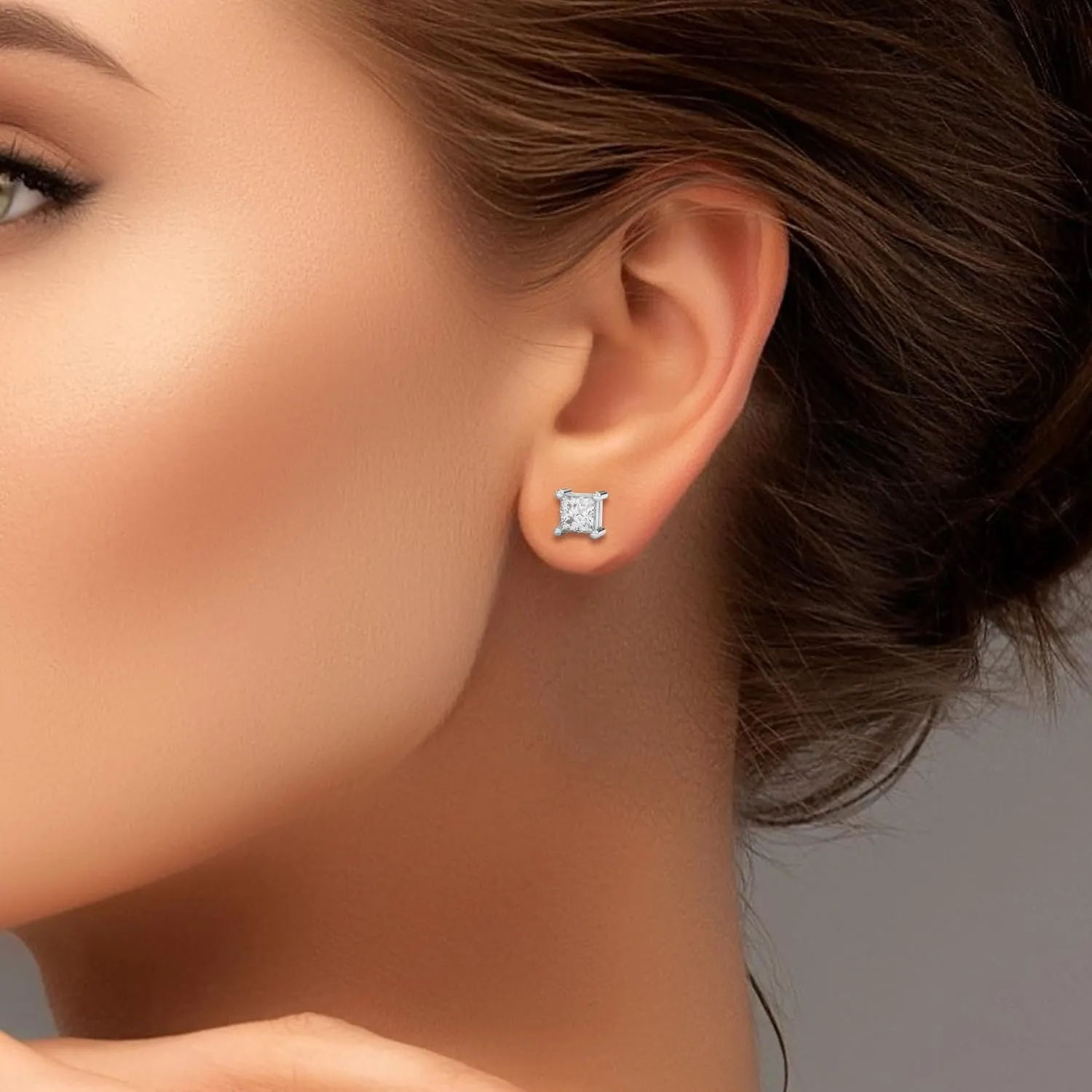 0.10 Cttw Princess Cut Natural Diamond | (H -I, I1-I2) | Embrace Elegance With Our Stunning Stud Earrings For Women | Crafted In 14K Gold, Hypoallergenic Earring, White, Rose And Yellow Color
