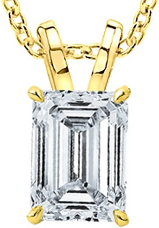 0.5-3 Carat Diamond, 14K Yellow Gold 4 Prong Set Round Cut Lab Grown Diamond Solitaire Stud Pendant Necklace (E-F, VS1-VS2) Jewelry for Women