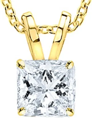 0.5-3 Carat Diamond, 14K Yellow Gold 4 Prong Set Round Cut Lab Grown Diamond Solitaire Stud Pendant Necklace (E-F, VS1-VS2) Jewelry for Women
