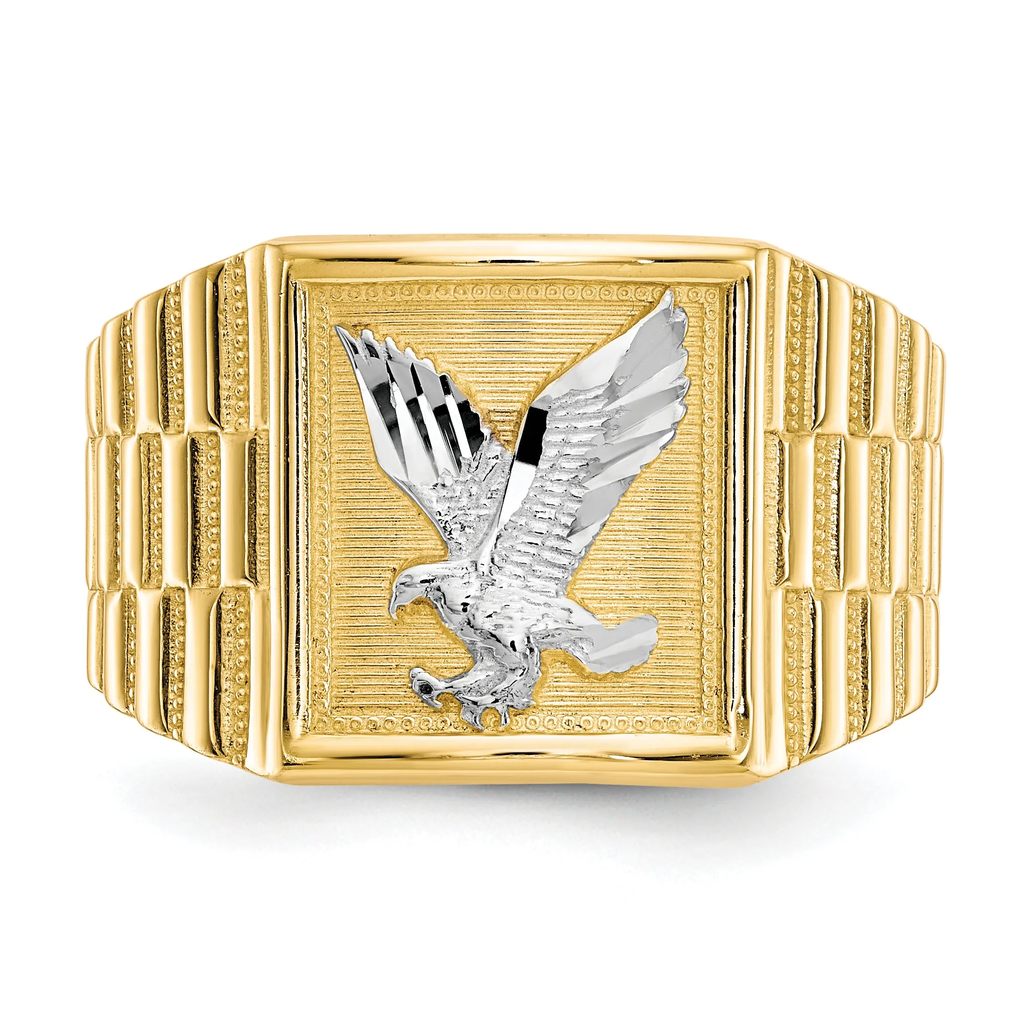 10k & Rhodium Men's Eagle Ring