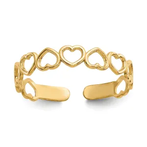 10k Open Hearts Toe Ring