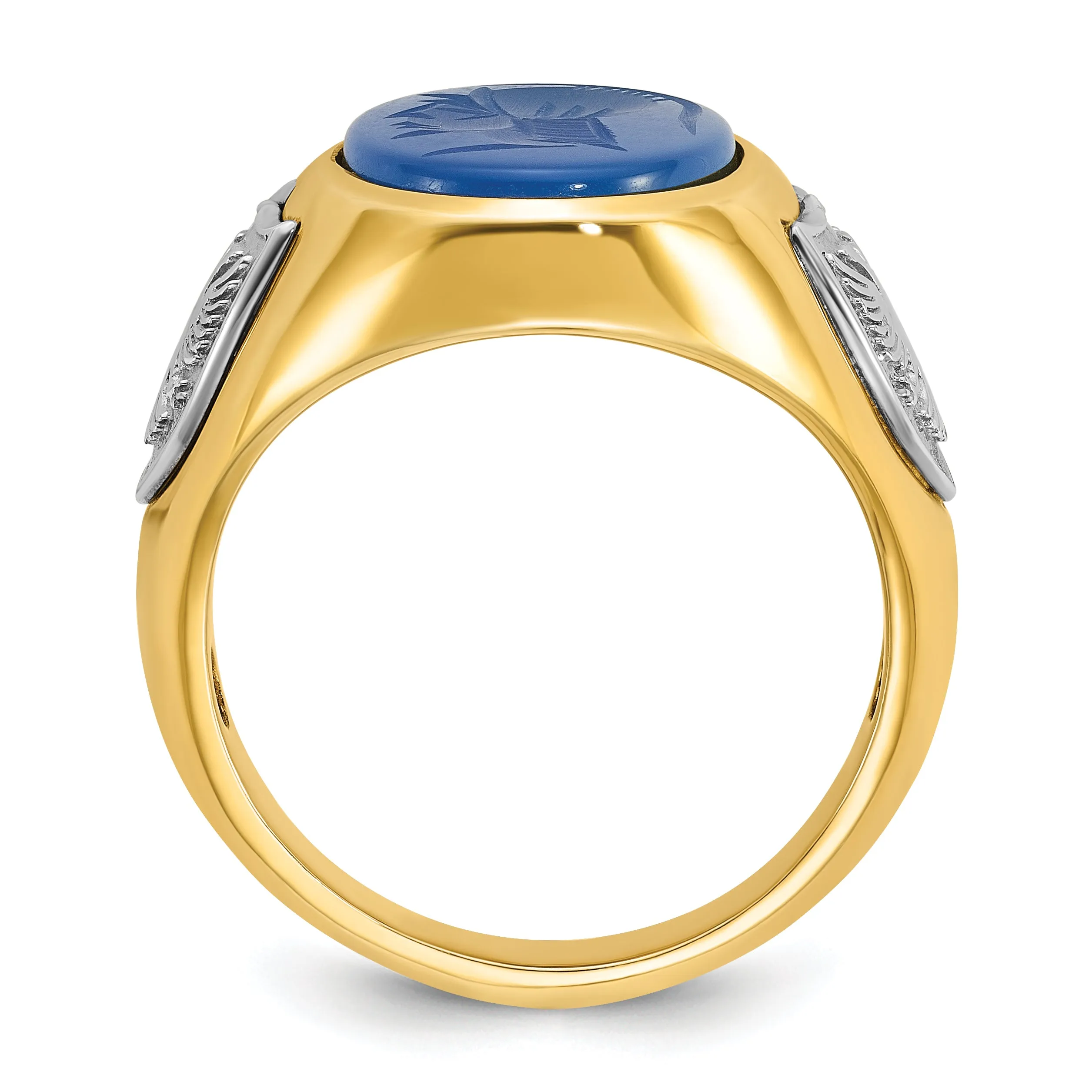 10k Two-tone IBGoodman Men's Blue Agate Complete Ring