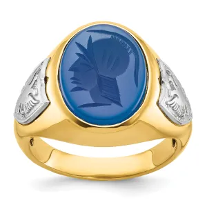 10k Two-tone IBGoodman Men's Blue Agate Complete Ring