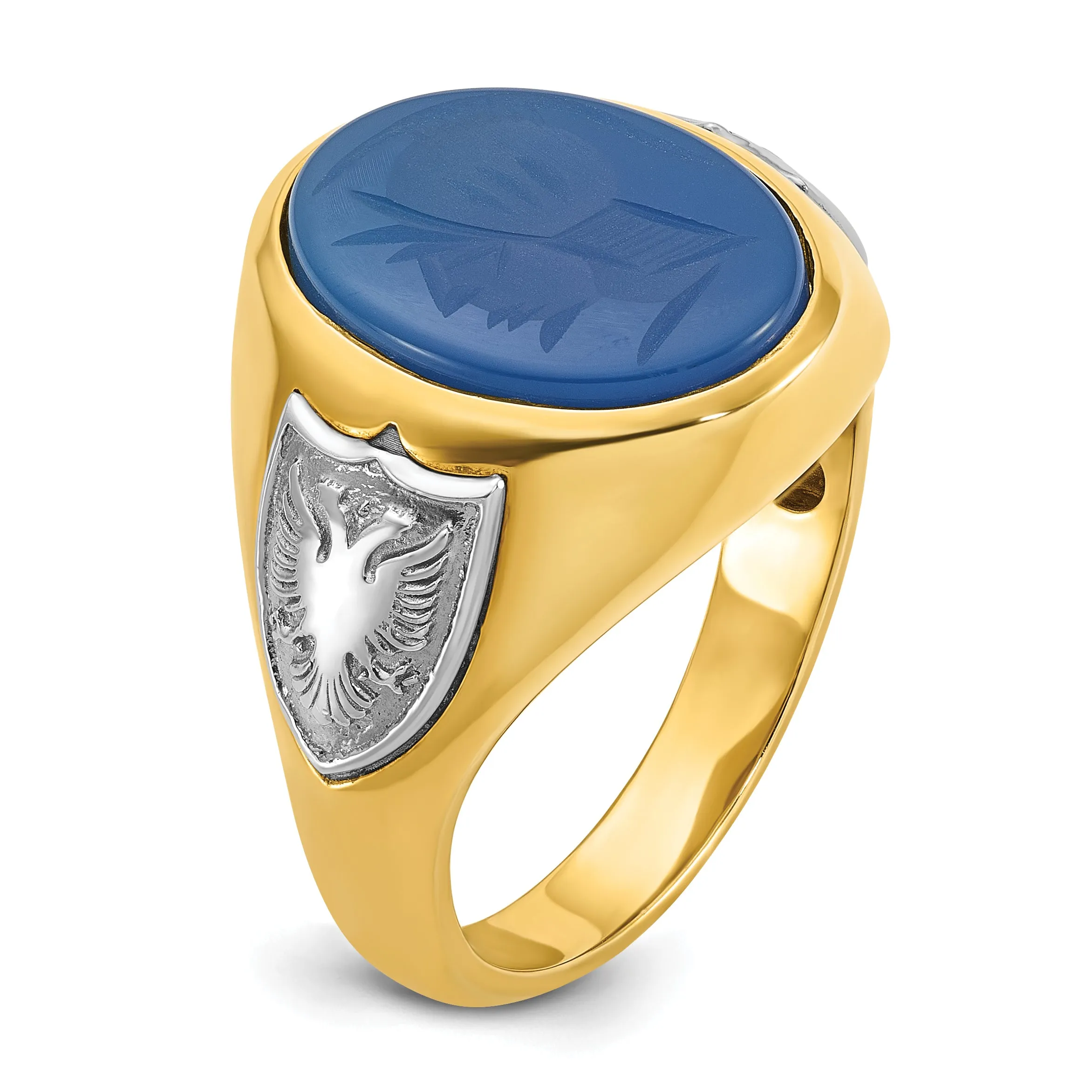 10k Two-tone IBGoodman Men's Blue Agate Complete Ring