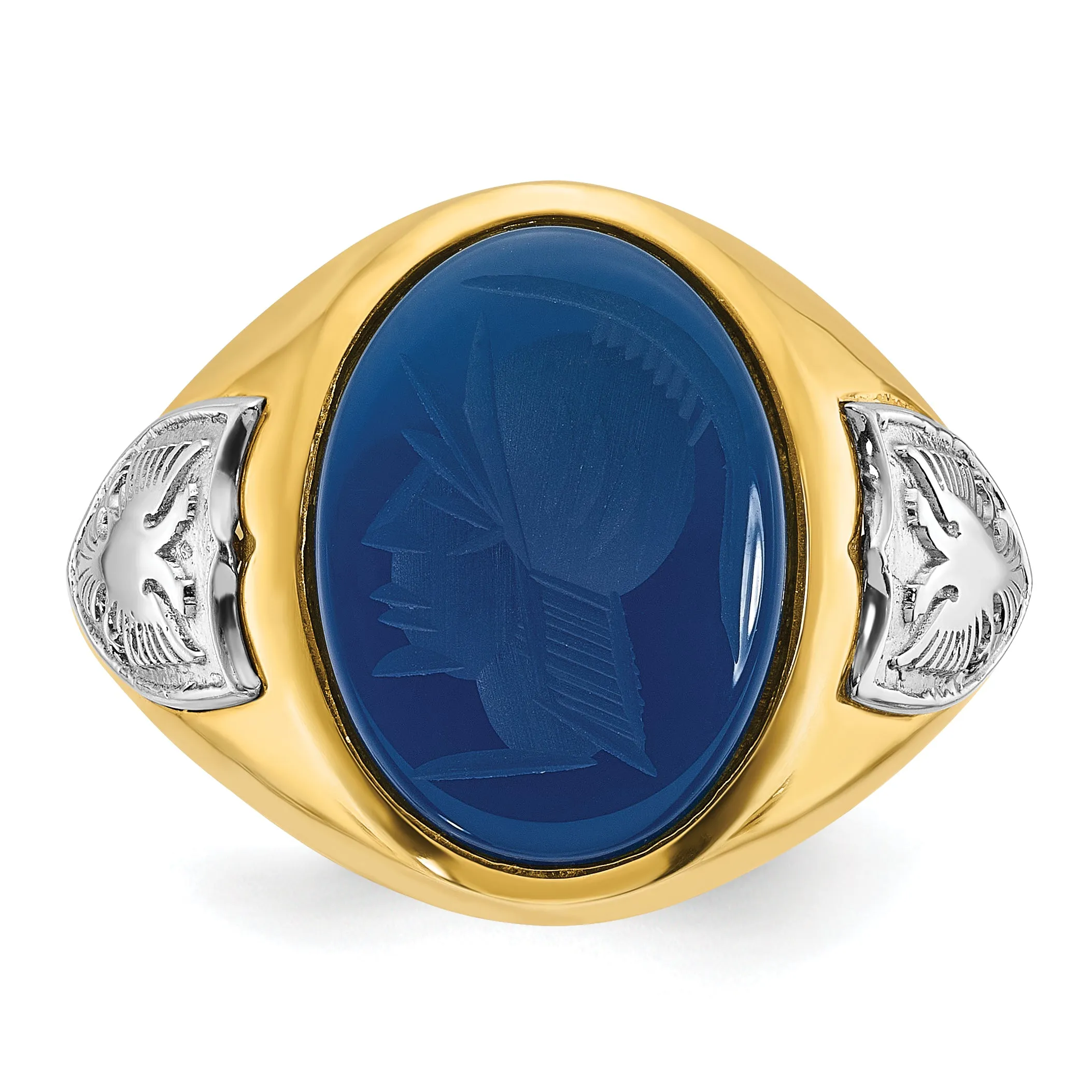 10k Two-tone IBGoodman Men's Blue Agate Complete Ring