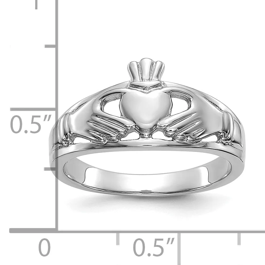 10k White Gold Ladies Claddagh Ring