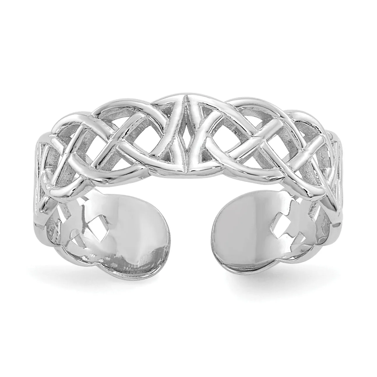 10K White Gold Polished With Design Toe Ring