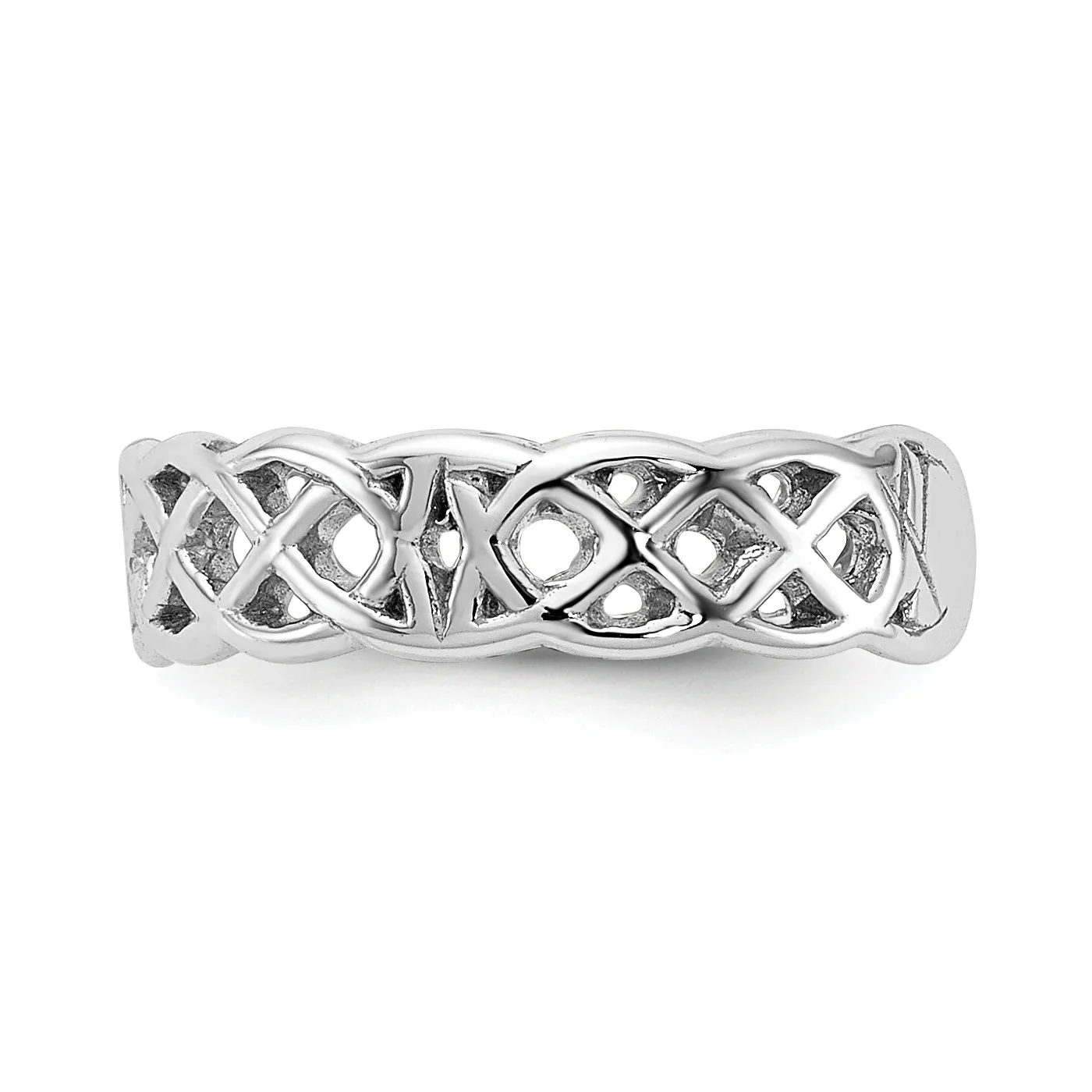 10K White Gold Polished With Design Toe Ring