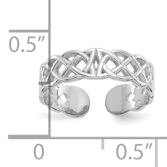 10K White Gold Polished With Design Toe Ring