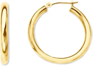 10k Yellow Gold 2mm Shiny Round Tube Hoop Earrings, Diameter 40mm