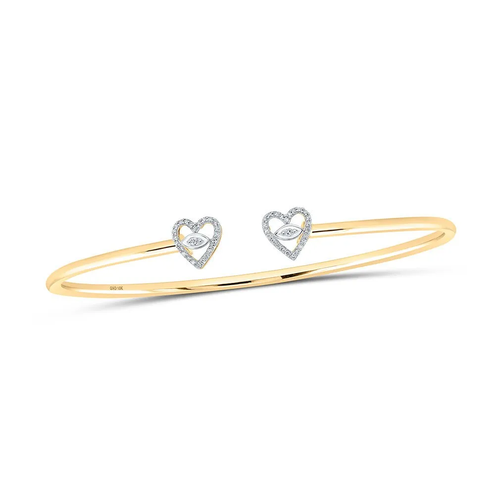 10kt Golden Heart Diamond Bangle Bracelet - A Stunning Piece by Splendid Jewellery