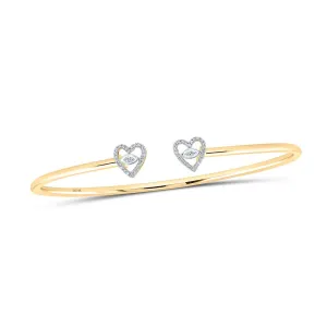 10kt Golden Heart Diamond Bangle Bracelet - A Stunning Piece by Splendid Jewellery