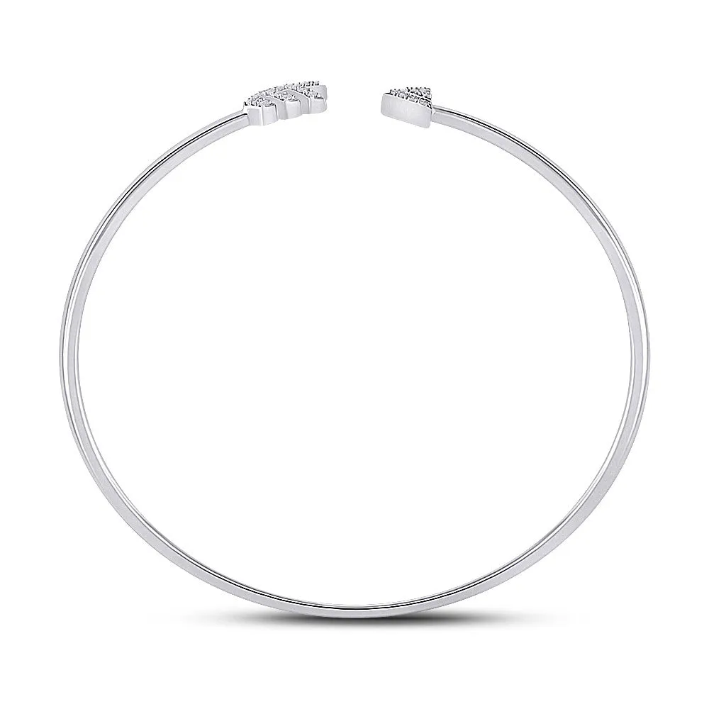 10kt White Gold Diamond Arrow Bangle Bracelet - Elegant and Timeless Sparkle