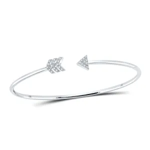 10kt White Gold Diamond Arrow Bangle Bracelet - Elegant and Timeless Sparkle