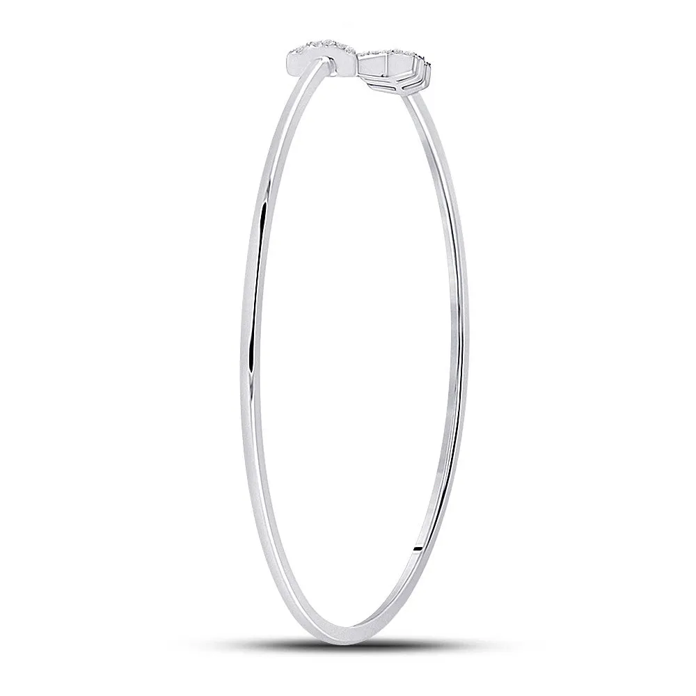 10kt White Gold Diamond Arrow Bangle Bracelet - Elegant and Timeless Sparkle