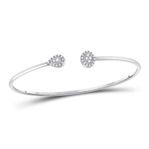 10kt White Gold Diamond Cluster Bangle Bracelet - Elegant Brilliance
