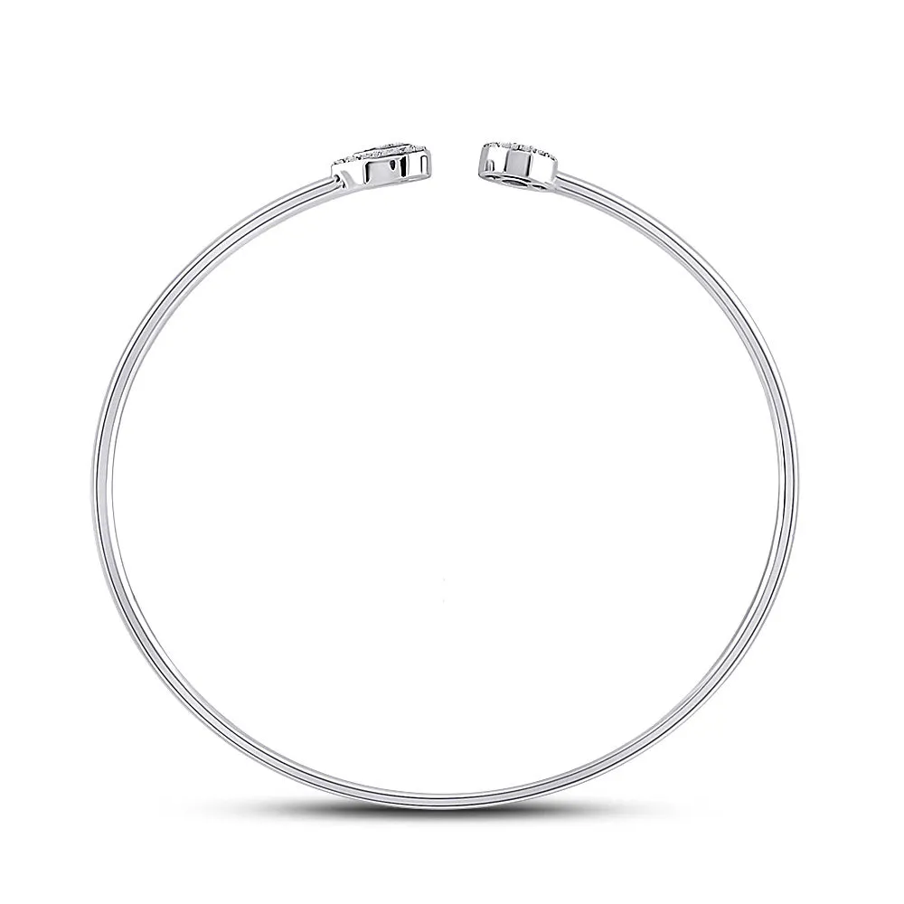 10kt White Gold Diamond Cluster Bangle Bracelet - Elegant Brilliance
