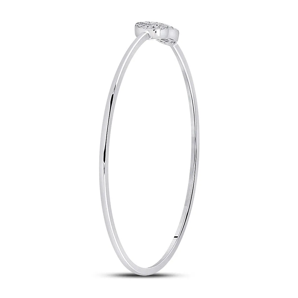 10kt White Gold Diamond Cluster Bangle Bracelet - Elegant Brilliance