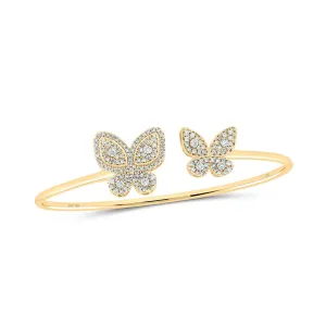 10kt Yellow Gold Women's Diamond Butterfly Bangle Bracelet - 3/4 Cttw | Splendid Jewellery