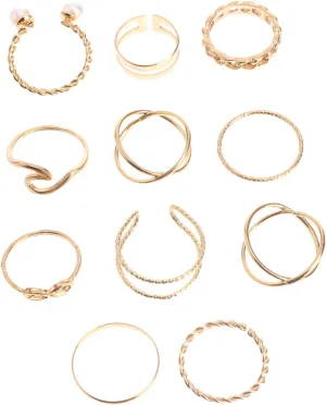 10Pcs Adjustable Decorative Finger Rings for Women Open Design Knuckle Rings for Parties Birthdays and Special Occasions Elegant Jewelry present
