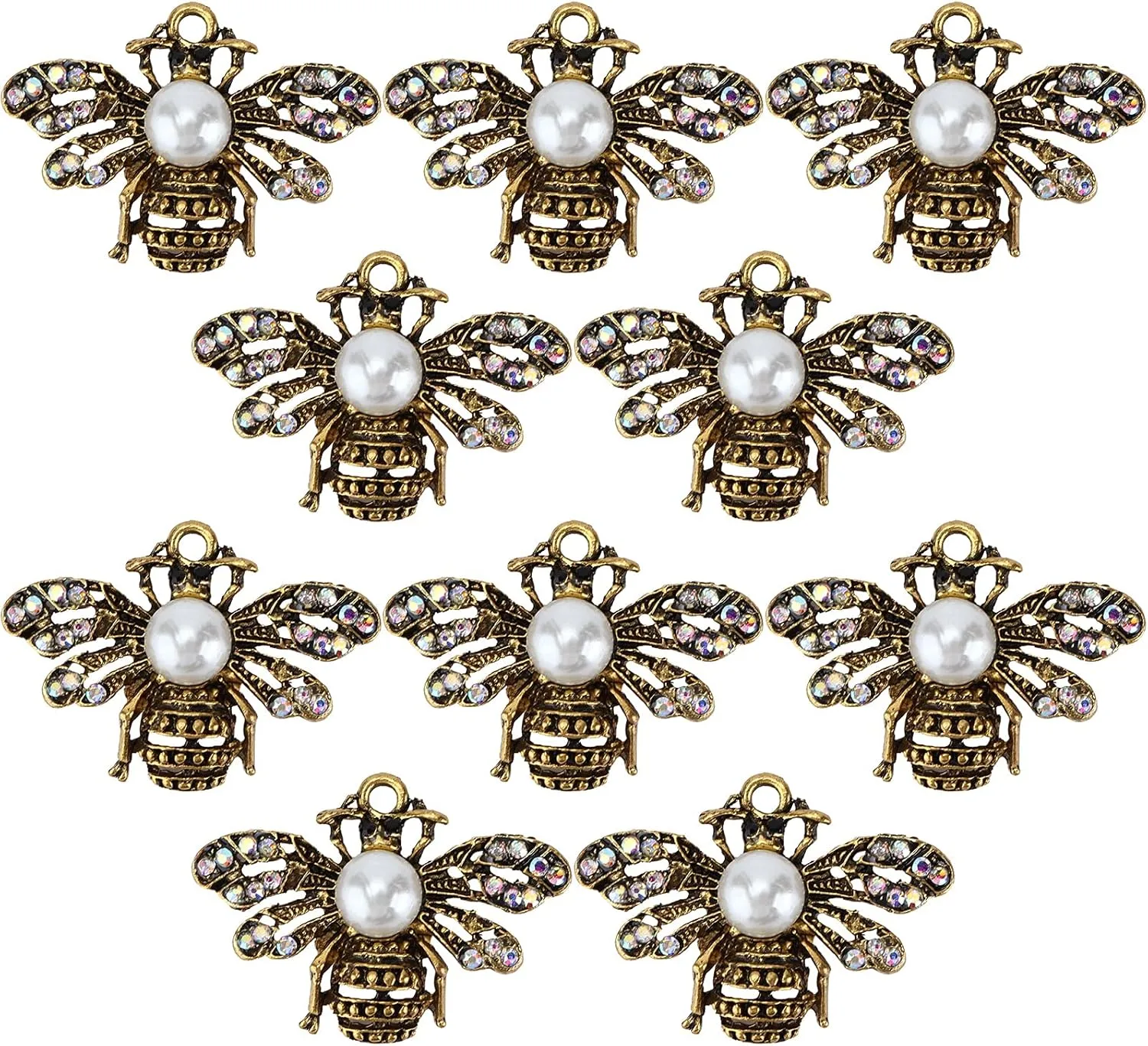 10PCS Honey Bee Brooches, Themed Bee Brooch Animal Fashion Shell Pearl Brooch Pin, Multipurpose Decorative Pearl Pins