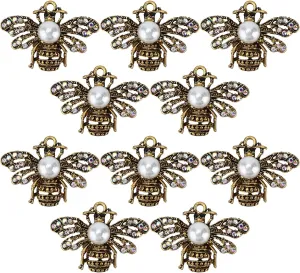 10PCS Honey Bee Brooches, Themed Bee Brooch Animal Fashion Shell Pearl Brooch Pin, Multipurpose Decorative Pearl Pins
