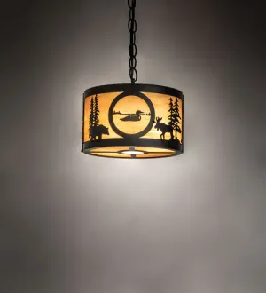 10" Wide Wildlife At Pine Lake Pendant