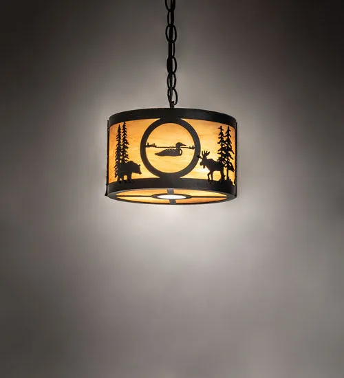 10" Wide Wildlife At Pine Lake Pendant
