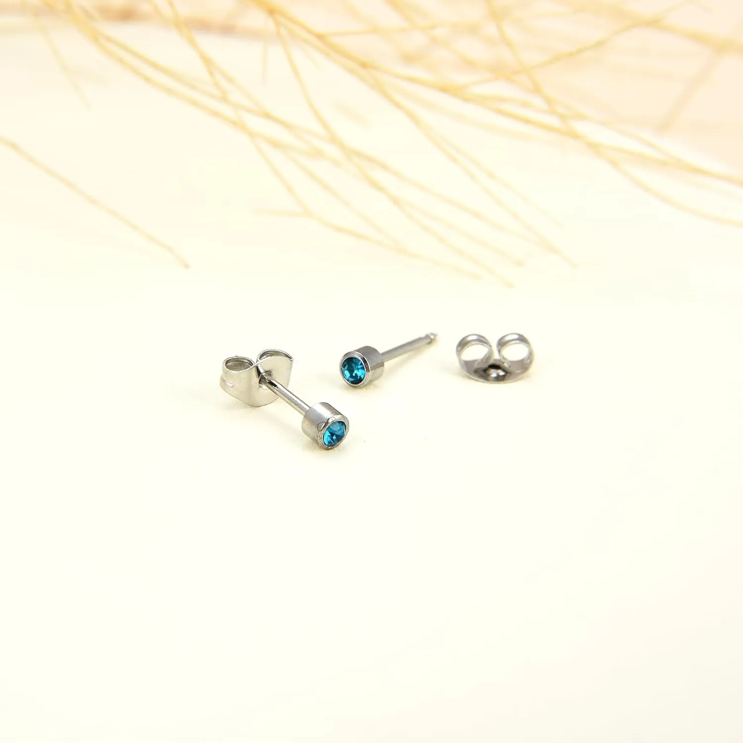 12 Pairs Ear Piercing Stud Earrings for Ear Piercing Guns, Surgical Stainless Steel Multicolor Round Heart Star Cubic Zirconia Birthstone Stud Earrings Set