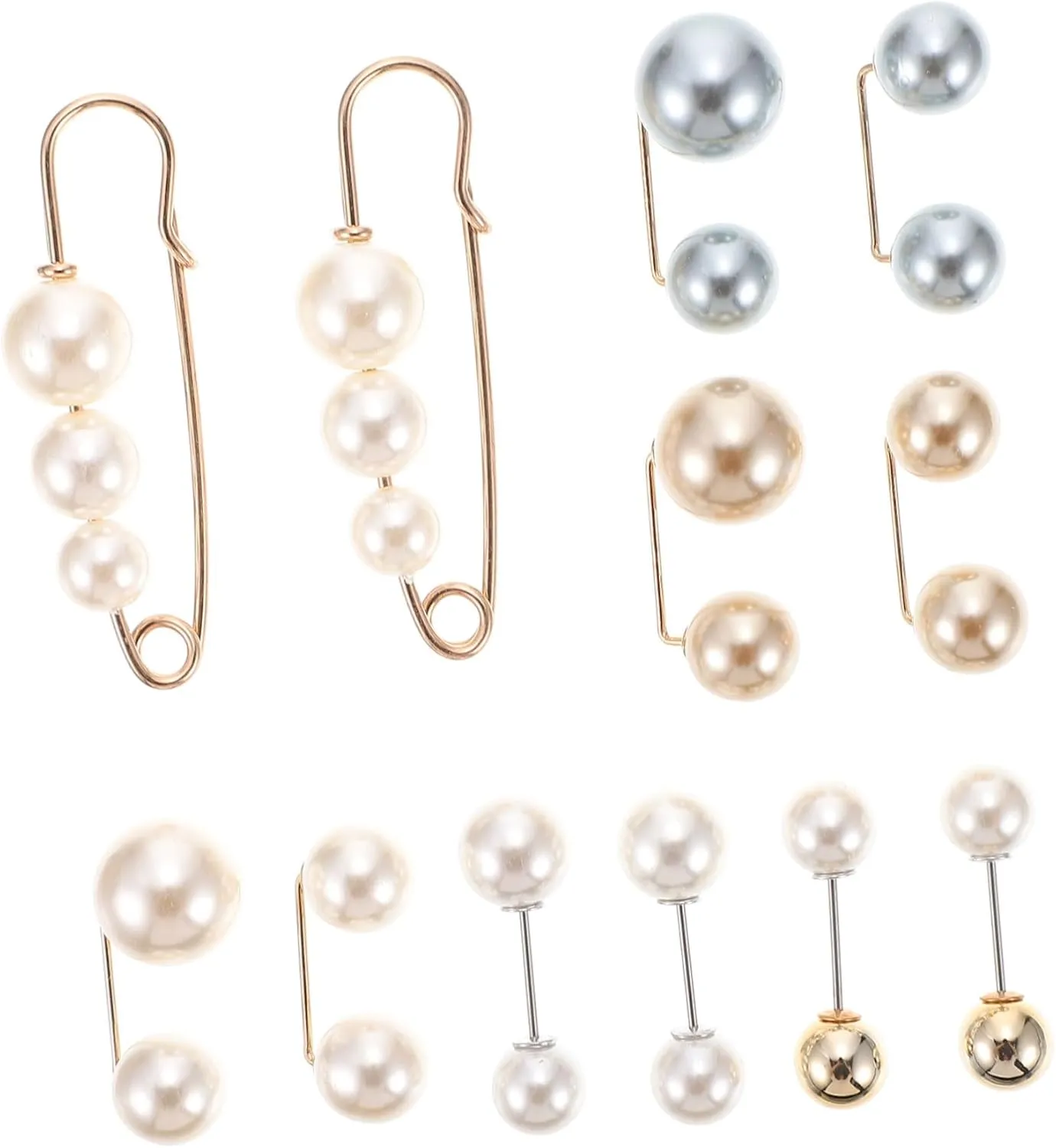 12Pcs Creative Pearl Brooch Pin Durable Alloy Waist Button Accessories for Weddings Parties and Daily Wear Fashion Brooches to Prevent Clothing Exposure