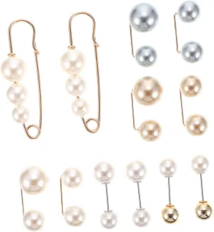 12Pcs Creative Pearl Brooch Pin Durable Alloy Waist Button Accessories for Weddings Parties and Daily Wear Fashion Brooches to Prevent Clothing Exposure