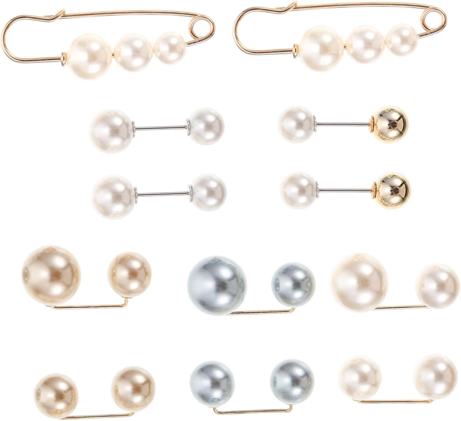 12Pcs Elegant Pearl Brooch Pin Exposure Pin Buckle for Women Delicate Brooches Jewelry Accessories Versatile Use for Clothing and Fashion