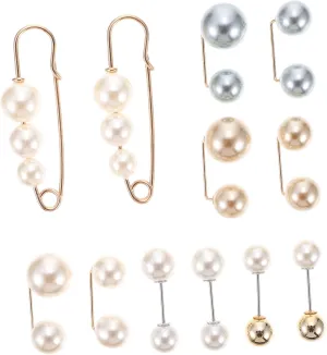 12Pcs Elegant Pearl Brooch Pin for Women Practical Decorative Accessories Versatile Lapel Pins for Weddings Parties and Daily Wear Safe Alloy Pearl Material