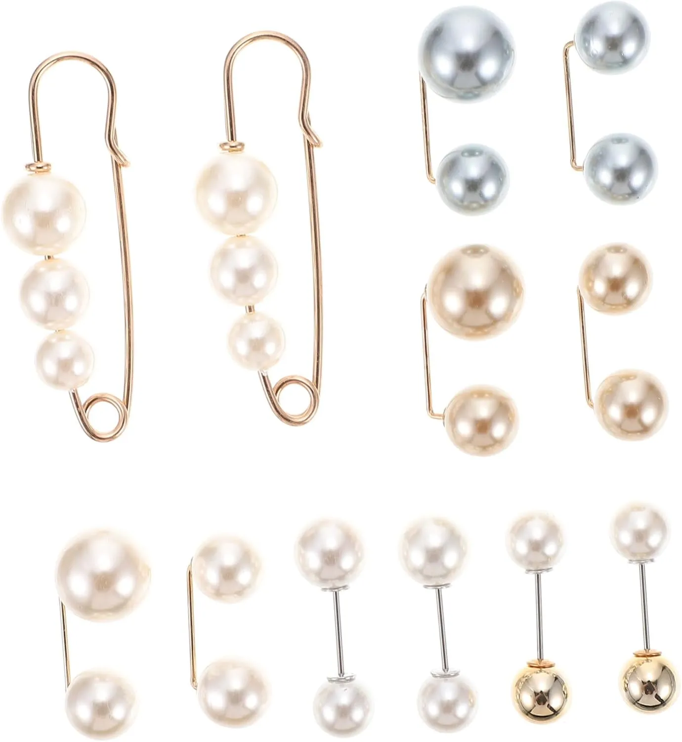 12Pcs Elegant Pearl Brooch Pin for Women Practical Decorative Accessories Versatile Lapel Pins for Weddings Parties and Daily Wear Safe Alloy Pearl Material