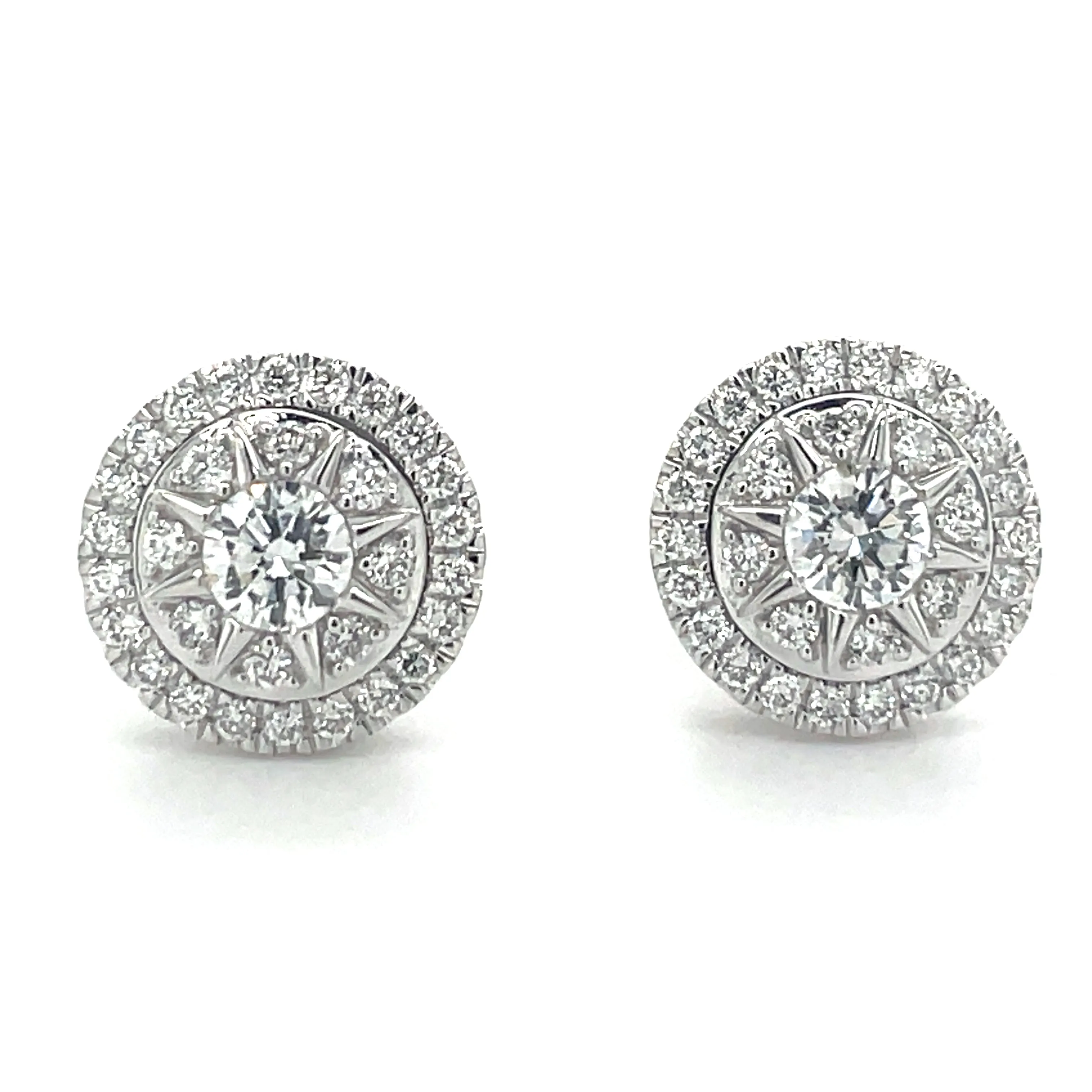 14ct White Gold 0.76ct Laboratory Grown Diamond Cluster Earrings