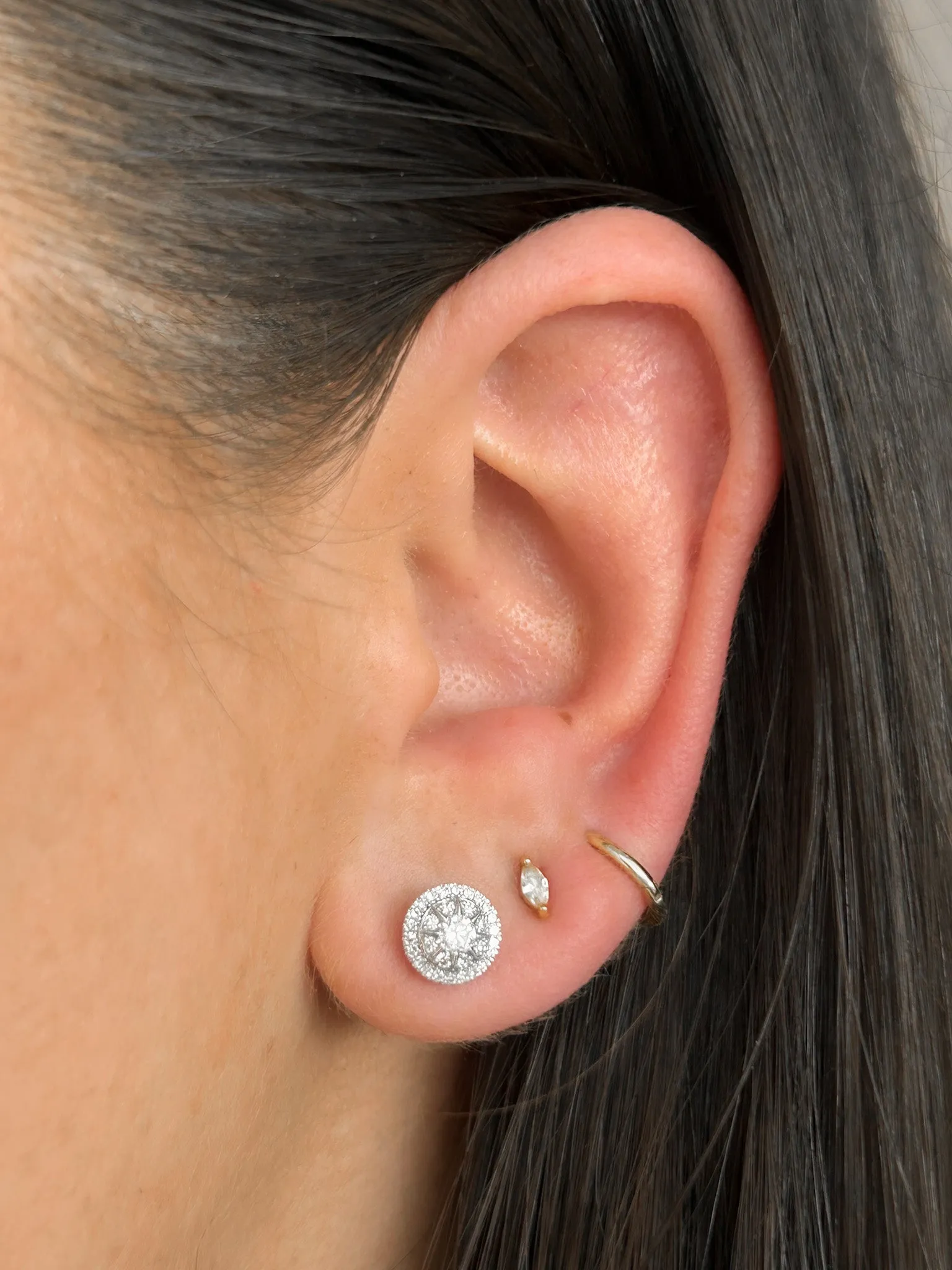 14ct White Gold 0.76ct Laboratory Grown Diamond Cluster Earrings