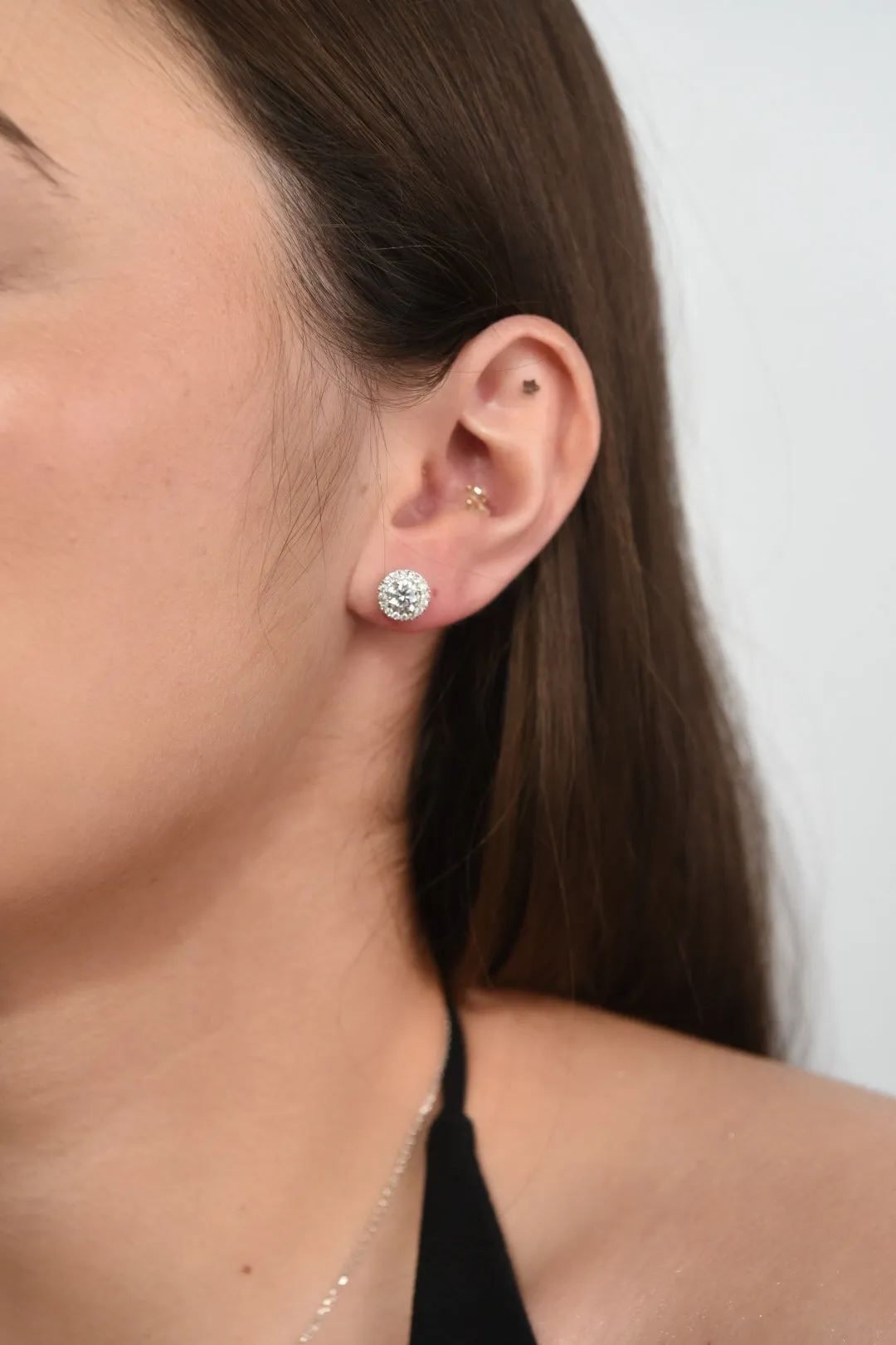 14ct White Gold 0.76ct Laboratory Grown Diamond Cluster Earrings