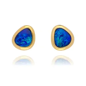 14ct Yellow Gold 1.30ct Opal Doublet Stud Earrings