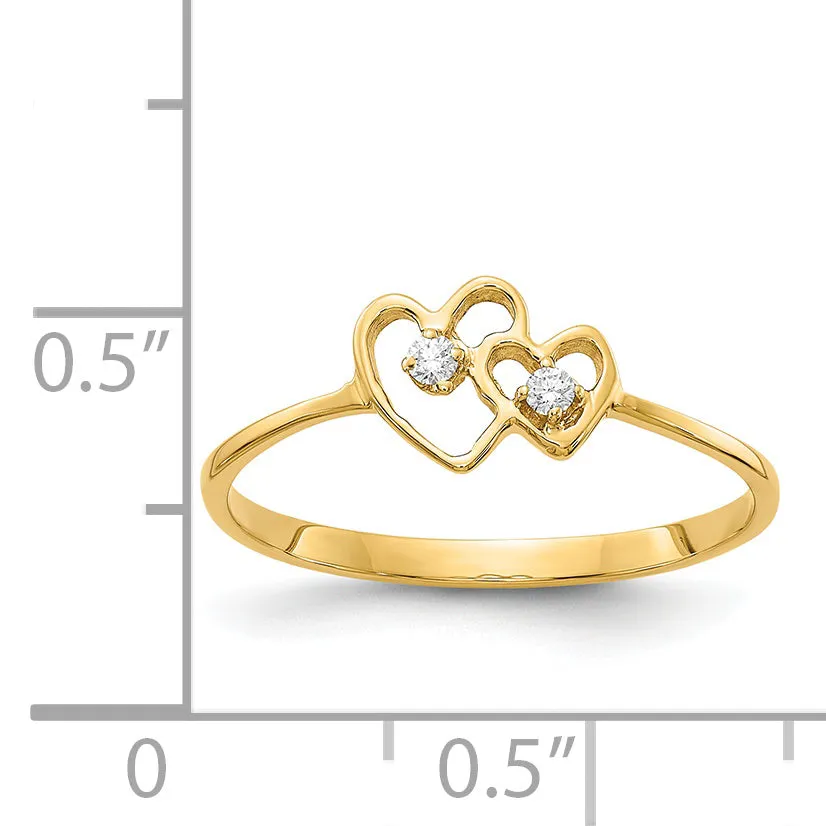 14K A Diamond heart ring