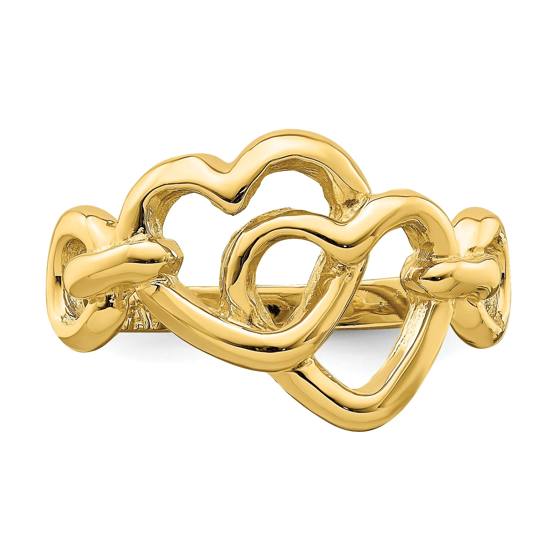 14K Double Cut-out Heart Ring