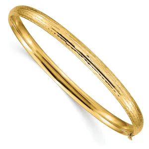 14K Gold Diamond-Cut Polished Hinged Bangle Bracelet for Women