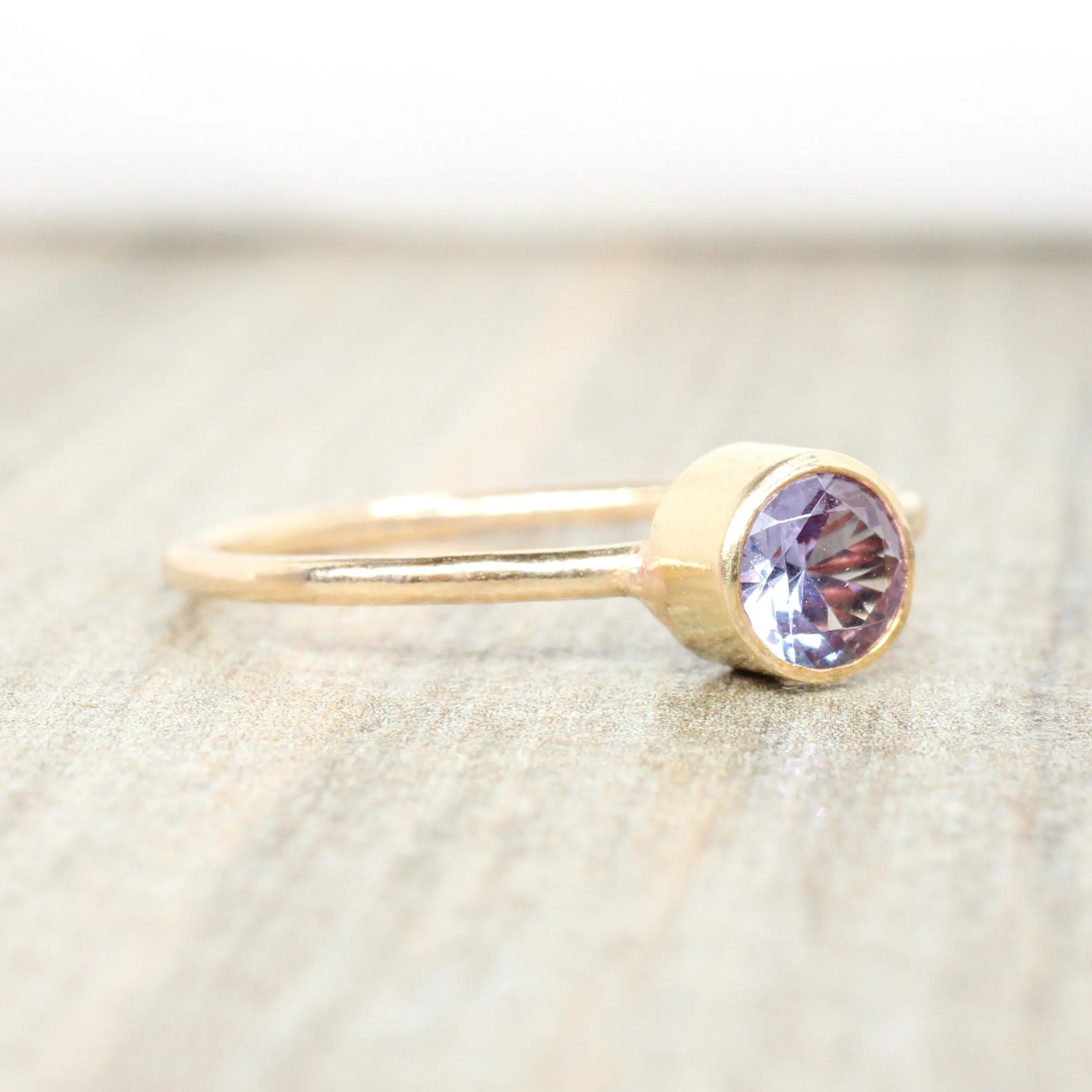 14K Gold Filled Lab Pink Tourmaline Stacking Ring