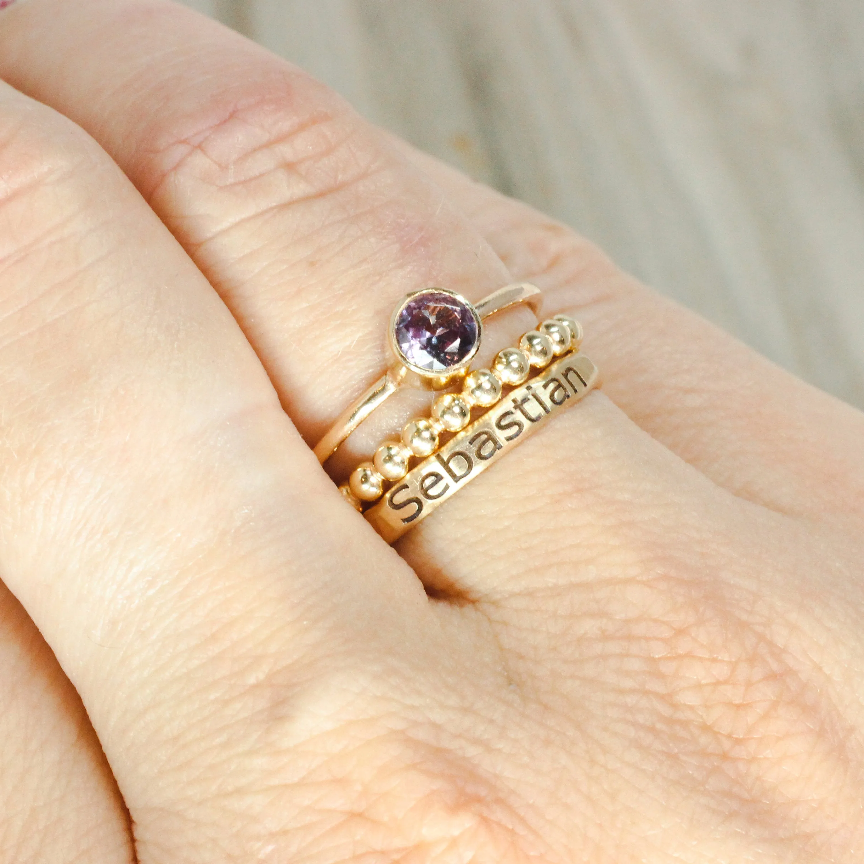 14K Gold Filled Lab Pink Tourmaline Stacking Ring