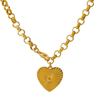 14K Gold-Filled Romantic Forever Heart Necklace For Women - Elegant Heart Chain Double Layer Necklace, Heart Round Pendant Movable Chain, Shiny Heart Gold Necklace
