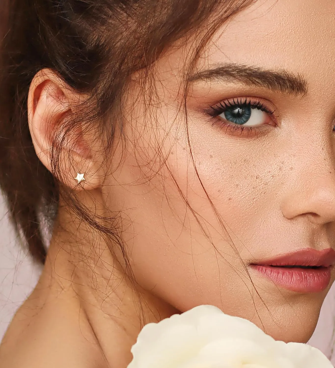 14K Gold Flat Back Earrings Threadless Cartilage Earrings Studs Hypoallergenic Titanium Steel Push in Flatback Earrings for Women Pearl Opal CZ Nap Earrings for Tragus Helix Piercing
