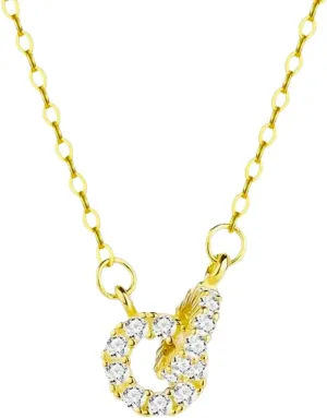 14k Gold Necklace for Women - Gold Filled Sterling Silver Chain - Double Circles Gold Chain for Women