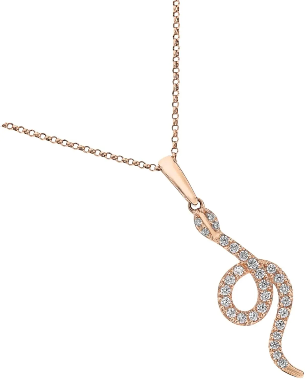 14k Gold Pave Diamond(0.10ct) Snake Pendant Necklace, Layered Serpent Necklace, Unique Animal Jewelry Gift for Women.