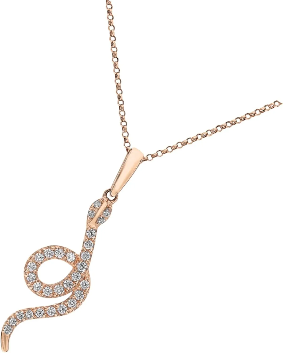 14k Gold Pave Diamond(0.10ct) Snake Pendant Necklace, Layered Serpent Necklace, Unique Animal Jewelry Gift for Women.